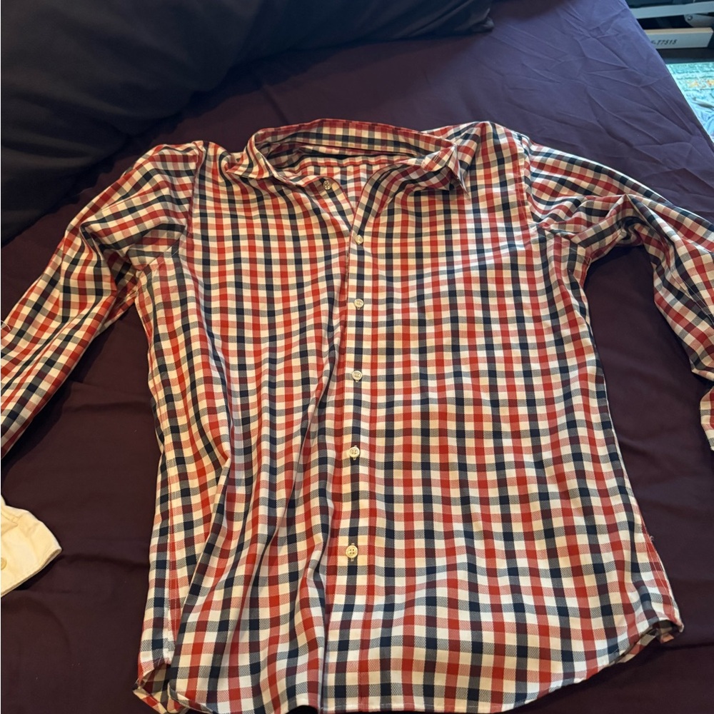 Banana Republic Red and Blue Gingham Casual Shirt